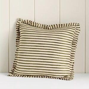 Anthropologie 22 X 22 Luxe Linen Blend Pillow Indigo Cream Stripe